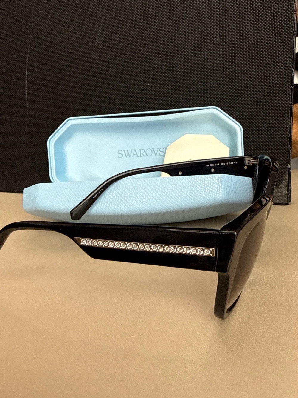 Swarovski SK305 Crystal Embellished Black Gradient Sunglasses w/ Case and Cloth